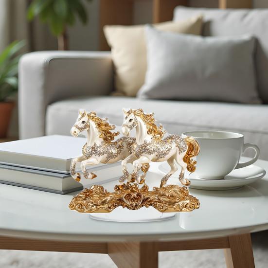 Yousheng Acrylic Horse Centerpiece 2D Flat Coin Horse Ornament Tabletop Horse Decoration for Living Room Bedroom Home Office Desk Shelf