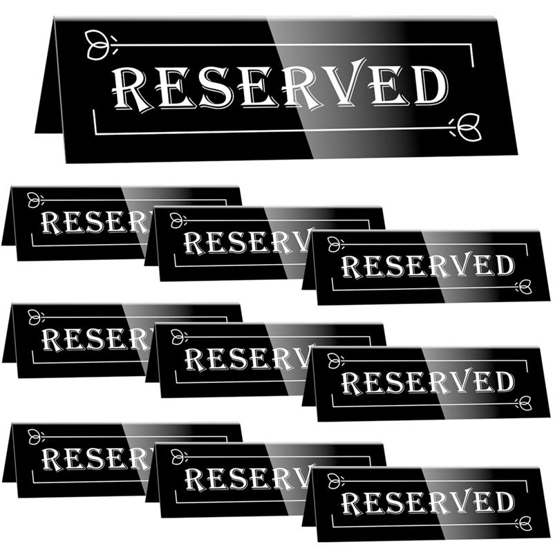 Practical-10PCS Acrylic Guest Reservation Table Tents Sign Waterproof Background Double-Sided Seat Signs