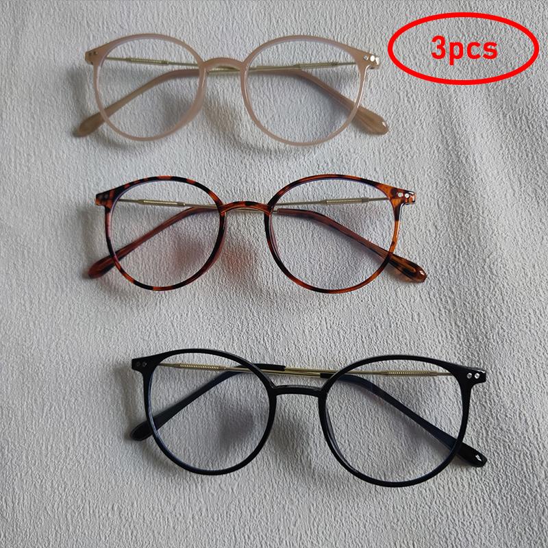3 Pairs Per Set Women Basic Classic Anti-blue Light Glasses Vintage Round Simple Anti Blue Light Blocking Eyewear For Men