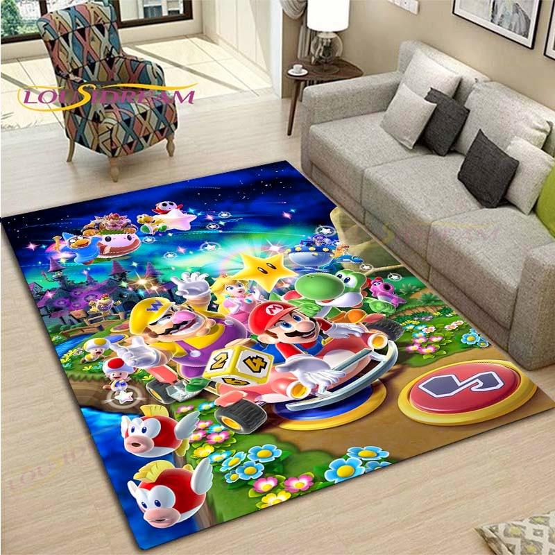 Tapetes com Padrão Anime Mario Bros para Sala de Estar Tapete de Área Antiderrapante Tapetes para Quarto de Crianças Tapete de Yoga Tapete Grande Decoração