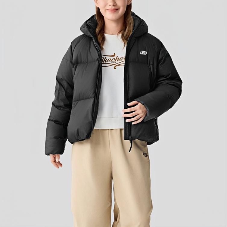 Skechers Yazan Series Long Sleeve Fitted Hooded Solid Color Down Jacket Women Outerwear L425W100-0018