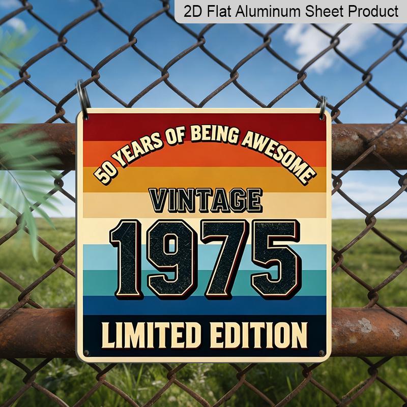 

2D Flat 1pc, Retro Metal Aluminum Sign, Vintage 1975 Sign, Classic Style, Gifts for Grandparents Partner, Suitable for Garden Garage Balcony Gate 20*20cm