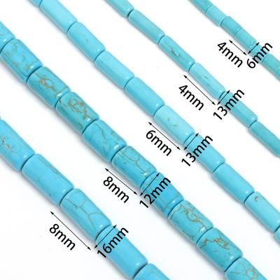 Cuentas de Piedra Turquesa Natural Forma de Tubo Cilíndrico Azul Blanco Cuentas Espaciadoras Sueltas Para Fabricación de Joyería Pulseras DIY Accesorios