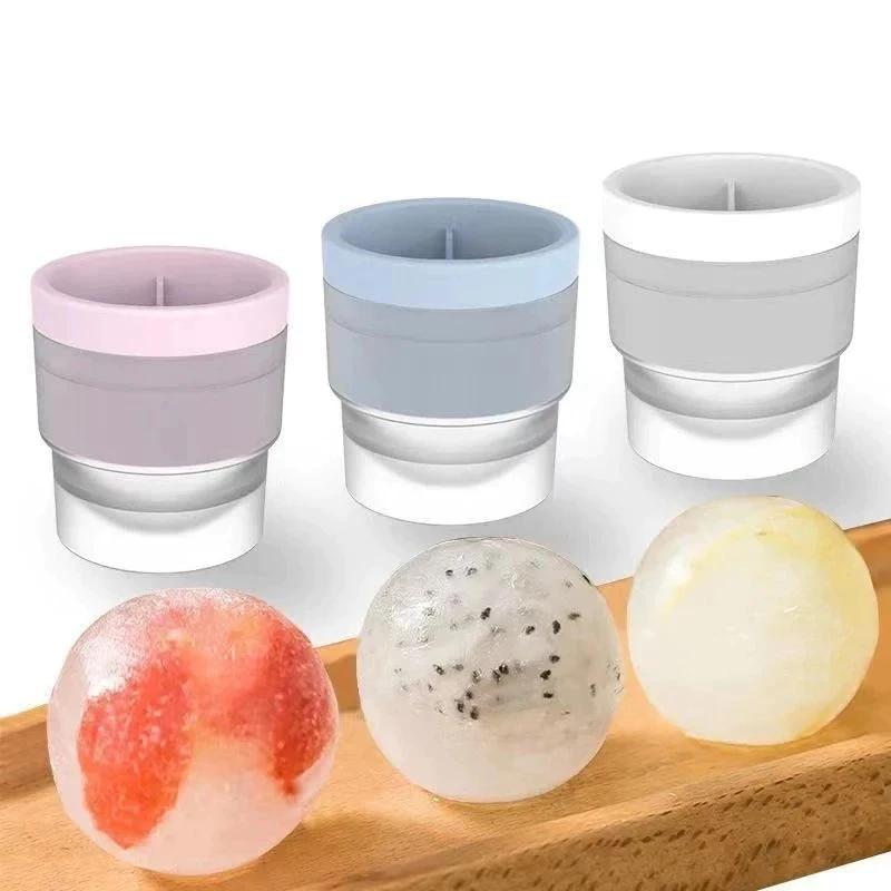 Ice Ball Mold Tray With Lid Leakproof Round Ice Cube Maker For Cocktail Drinks Home Bar Ice Hockey Ice Tray Ice Cube Mold