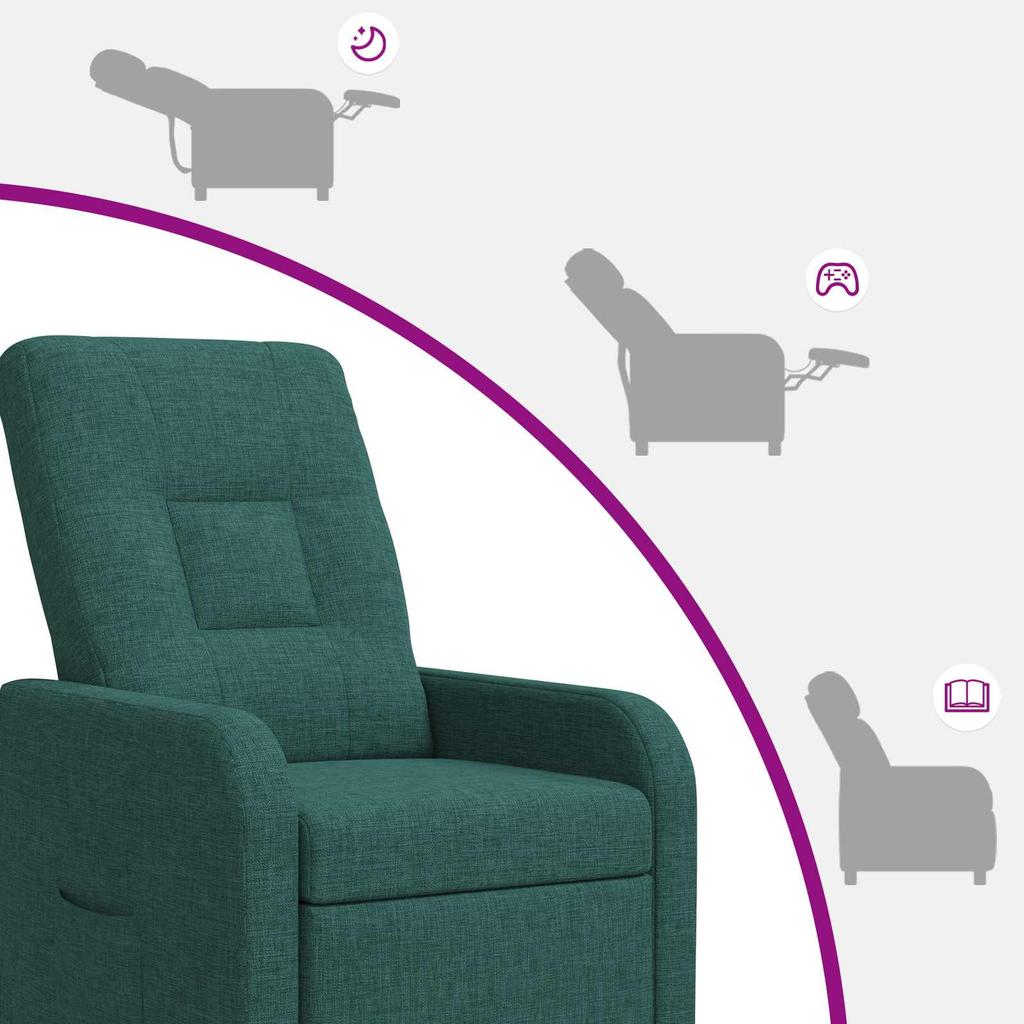 Massage Recliner Dark Green Fabric