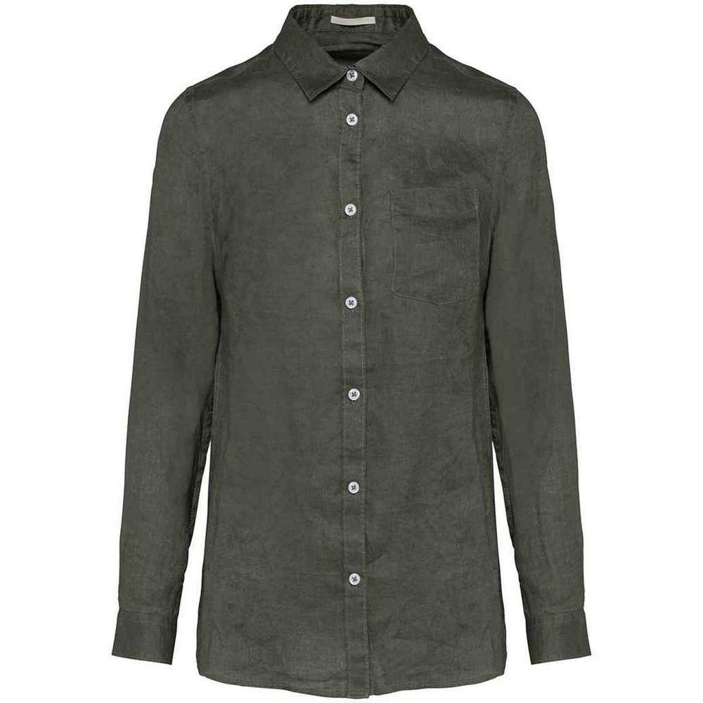 Spasso Womens/Ladies Linen Long-Sleeved Shirt