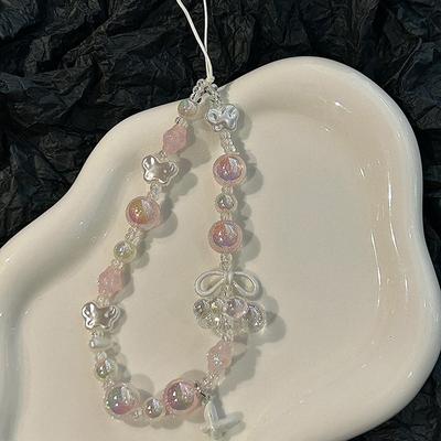 Süße Y2K Schmetterling Stern Perle Handykette Kurzer Charm Handschlaufe Mädchen Schlüsselanhänger Tasche Anhänger Handyhülle Lanyard Kette Geschenk