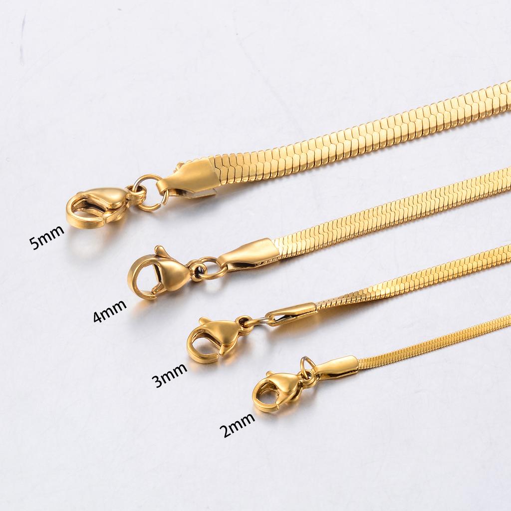 2/3/4/5mm Wide Women Stainless Steel Flat Blade Chain Necklace for Men Trendy Accessories Neck Choker Jewelry Gift
