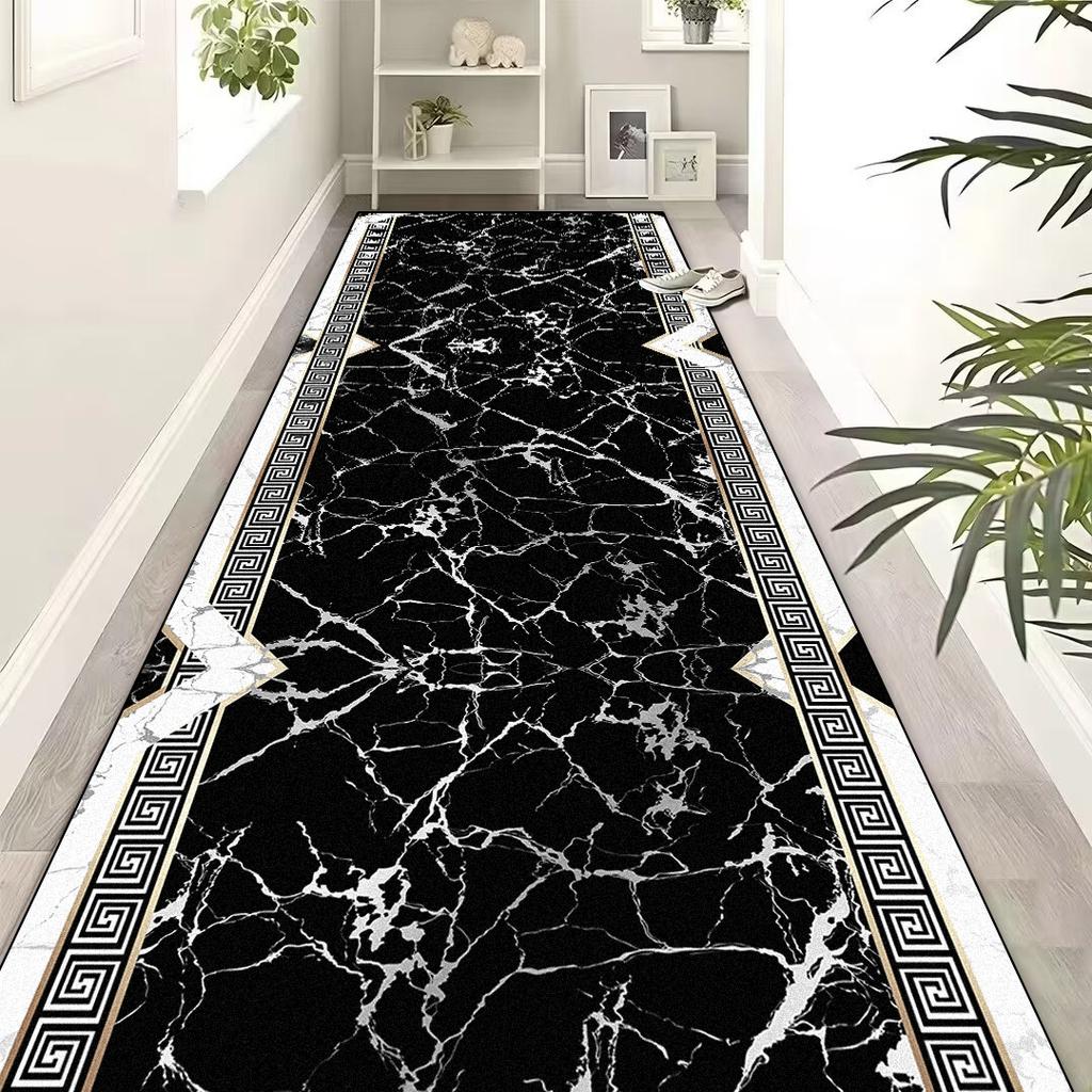 Europäischer Luxus Schwarzgold Flur Teppiche Hotel Lobby Treppe Rutschfeste Gangläufer Büroraum Eingang Durchgang Bodenmatten