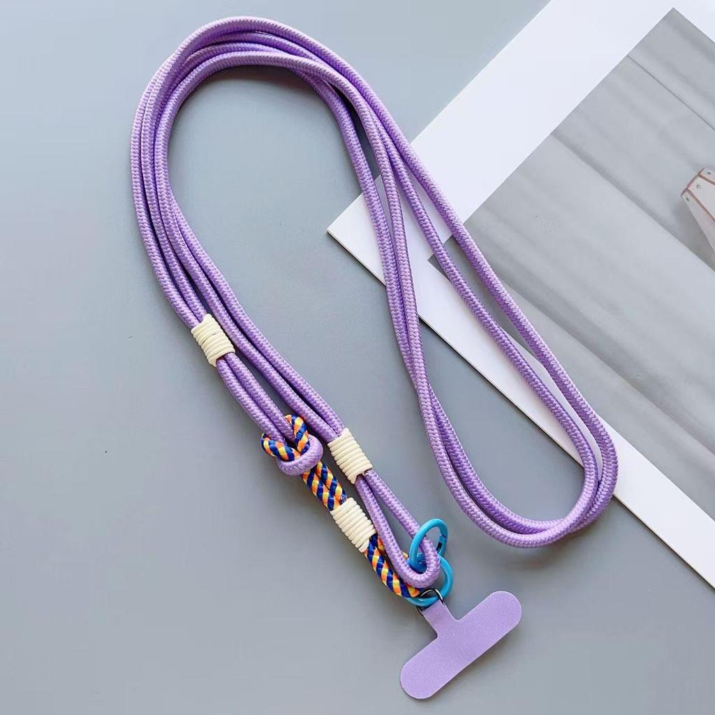 Color-Block Woven Crossbody Mobile Phone Case with Anti-Drop Lanyard
