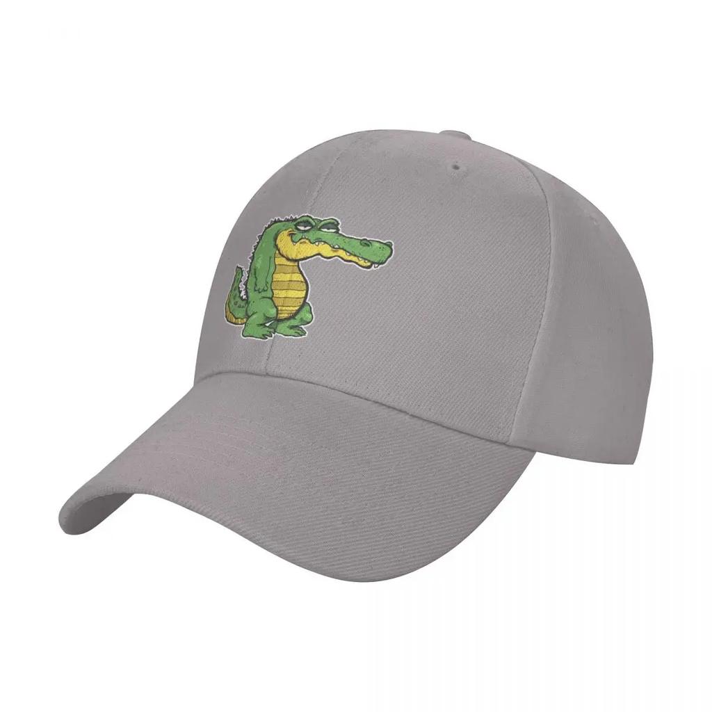A Cartoon Style Artwork of a Lazy Alligator Baseball Cap Golf Hat Luxury Brand Fishing Hat Anime Caps Women Unisexs