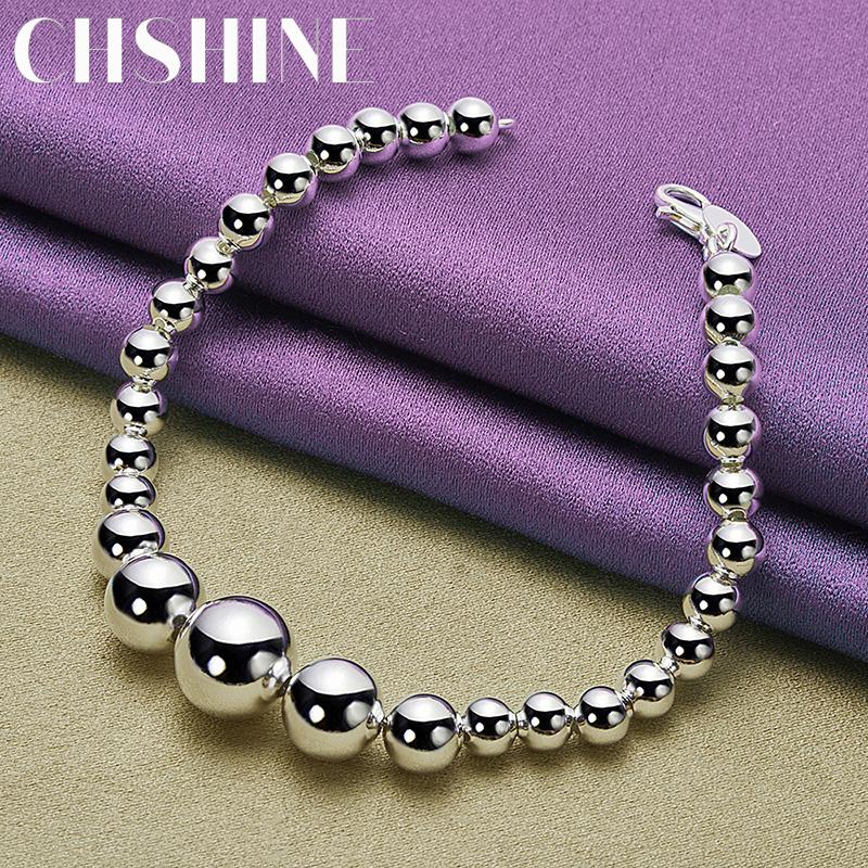 CHSHINE 925 Sterling Silver Beaded Chain Bracelet For Women Men Wedding Party Fashion Charm Jewelry