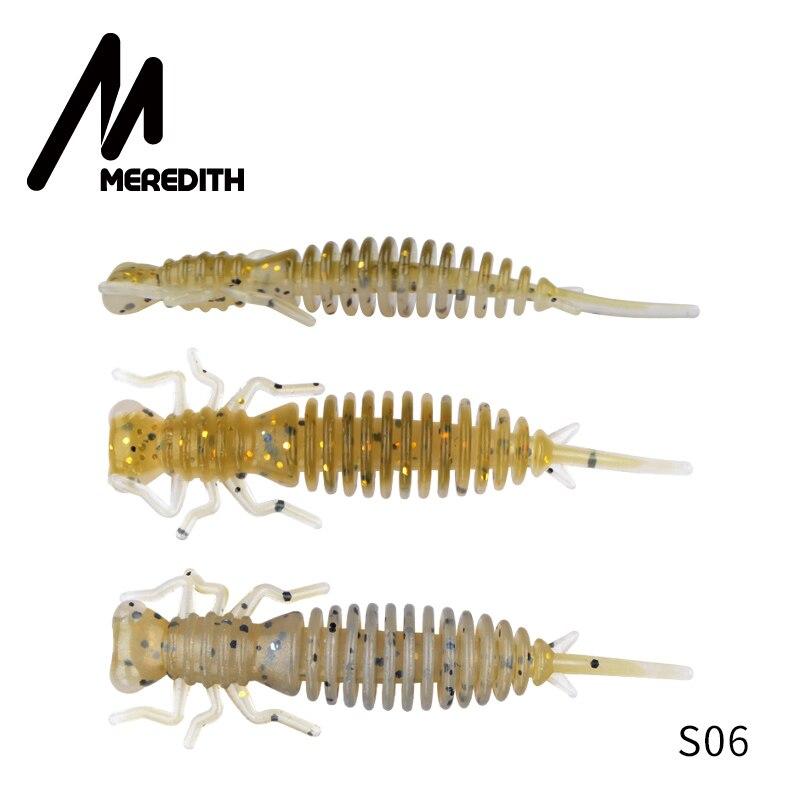 

М які приманки MEREDITH Larva 50 мм 62 мм 85 мм Штучні приманки Черв як для риболовлі Силікон Бас Щука Гольян Swimbait Пластикові приманки Джигінг 50mm 10pcs
