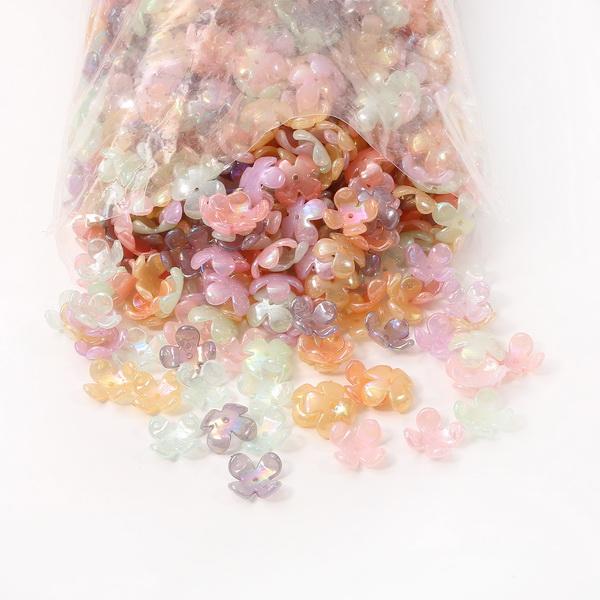 

1100 шт. Модные акриловые бусины в виде цветка с четырьмя лепестками для изготовления украшений 1100pcs разноцветный