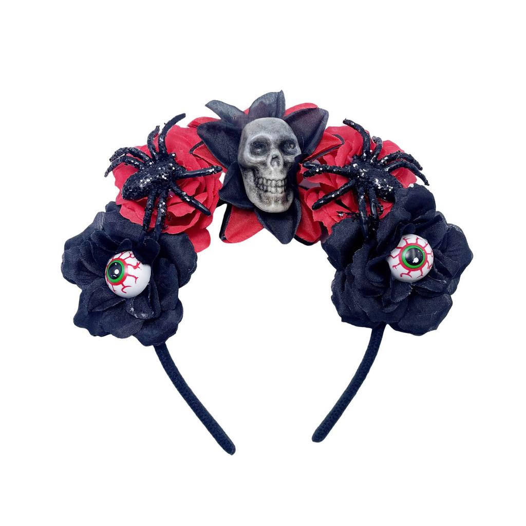 Halloween Skull Flower Headband for Adult Roleplay Costume Headwear Party Props Hair Decorations Festival Props Hairhoop