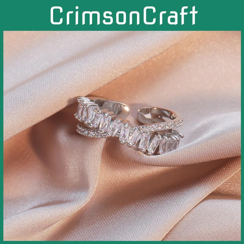 Contemporary Copper Ring With Dazzling Rectangular Zircon And Open Adjustable Design