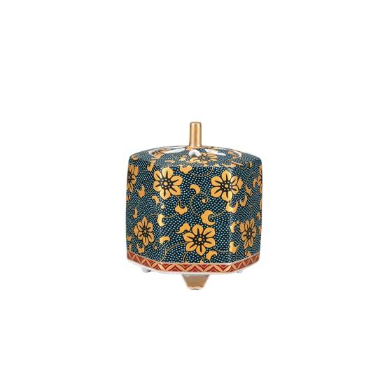 Kutani ware Iwataya 3 Incense Blue Grain Clematis No. Burner, AP8-1205