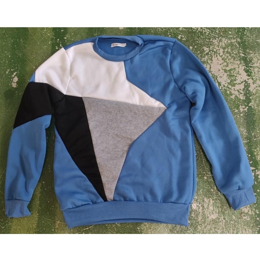 Herr Casual Slim Långärmad T-shirt Passform Skjorta Rundhalsad Patchwork Topp Blus