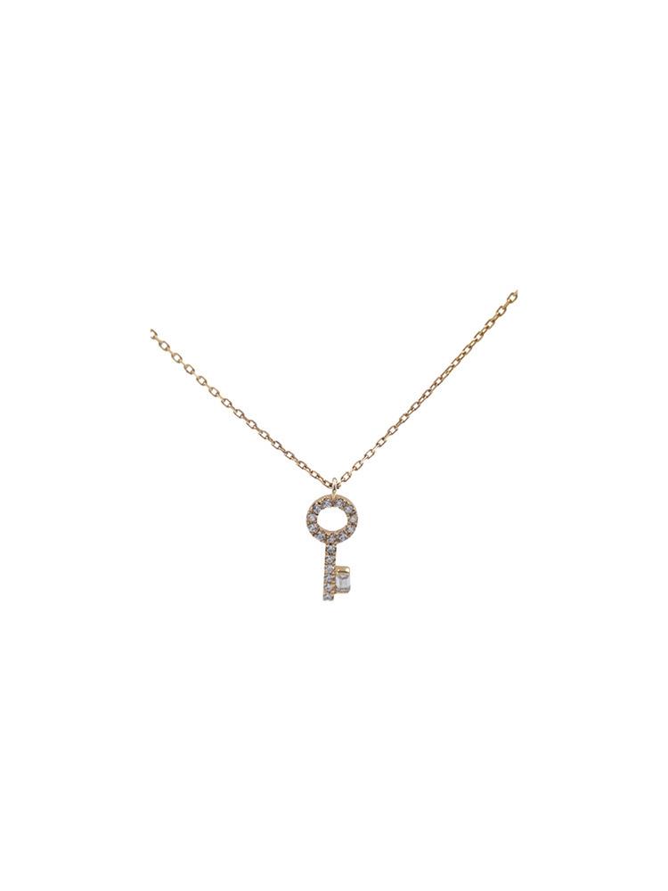 Key Necklace: S925 Sterling Silver with 18K Gold, Zircon Inlay, Mini Light Luxury Design