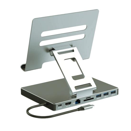 Laptop Stand Docking USB 3 TF Station Multiport Card Slot 4K 60HZ HDMI-compatible