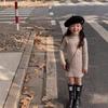 Girls' Autumn/Winter Wool Dress – Soft, Fashionable Mid-Length Knit for Kids