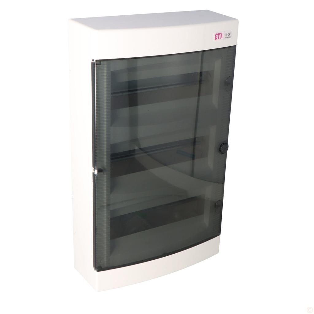 Surface-mounted distribution board 36 modules IP40 transparent door ECT36PT