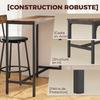 Bar Table Set with 2 Stools, High Kitchen Table, 2 PU-Padded Bar Stools, Footrest, Brown