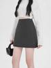 Women's Gray Heart Polka Dot Woolen A-Line High Waist Slimming Short Skirt for Autumn/Winter