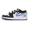 Jordan Air Jordan 1 Slip Resistant Abrasion Resistant Low top Vintage Basketball Shoes Men's Black White Blue 553558-131(Team85-)