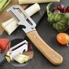 Ergonomic Wood Handle Stainless Steel Vegetable Peeler with Wooden Handle Fruit Potato Peeler 3-IN-1 Beer Opener 1