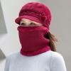 3Pcs/Set Neck Protection Scarf Gloves Set Soft Beanies Hat Winter Knitted Hat  Women