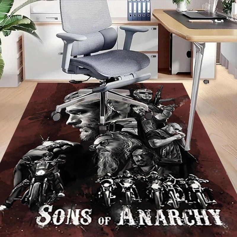 1pc Sons of Anarchy Themed Office Carpet Chair Mats - Durable Polyester Rug for Home Theater, Office, Dorm Room Decor - tA27