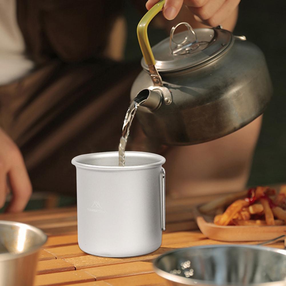 Mountainhiker 300ml Picnic Water Cup Lightweight Camping Cups Aluminum Foldable Handle Outdoor Portable for Home Kitchen