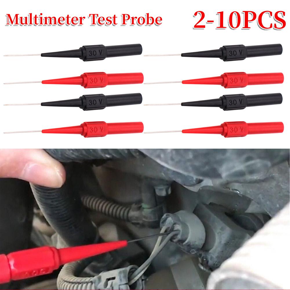 2-10PCS Multimeter Test Probe 0.7mm 30V Car Tip Probes Diagnostic Tools Test Leads Extention Back Piercing Needle Tip Probes