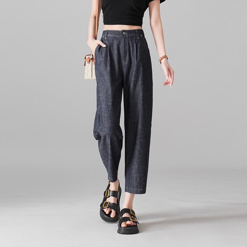 Sofsil Women s Vintage High-Waist Cropped Denim Harem Pants 28