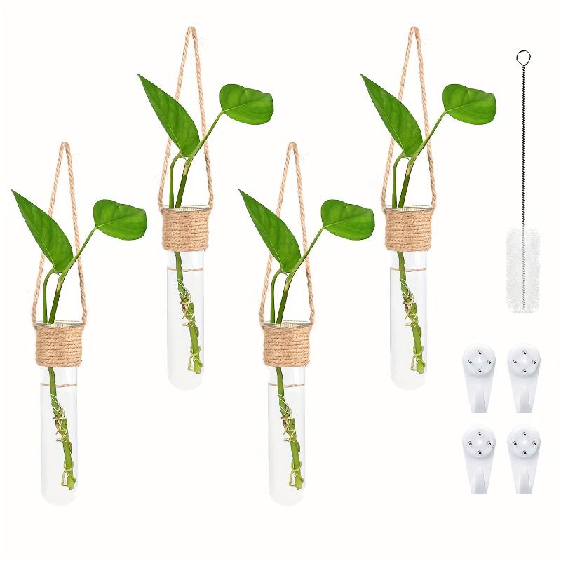 9pcs Wall Hanging Glass Planter Wall Mounted Decorative Flower Vase Set Small Wall Vase Window Decoration