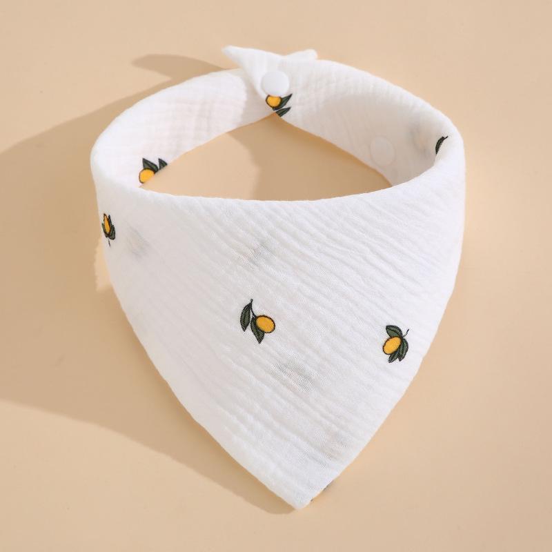 Baby Saliva Towel Class A Four-Layer Crepe Cartoon Snap-Button Bib Baby Triangle Scarf Newborn Bib