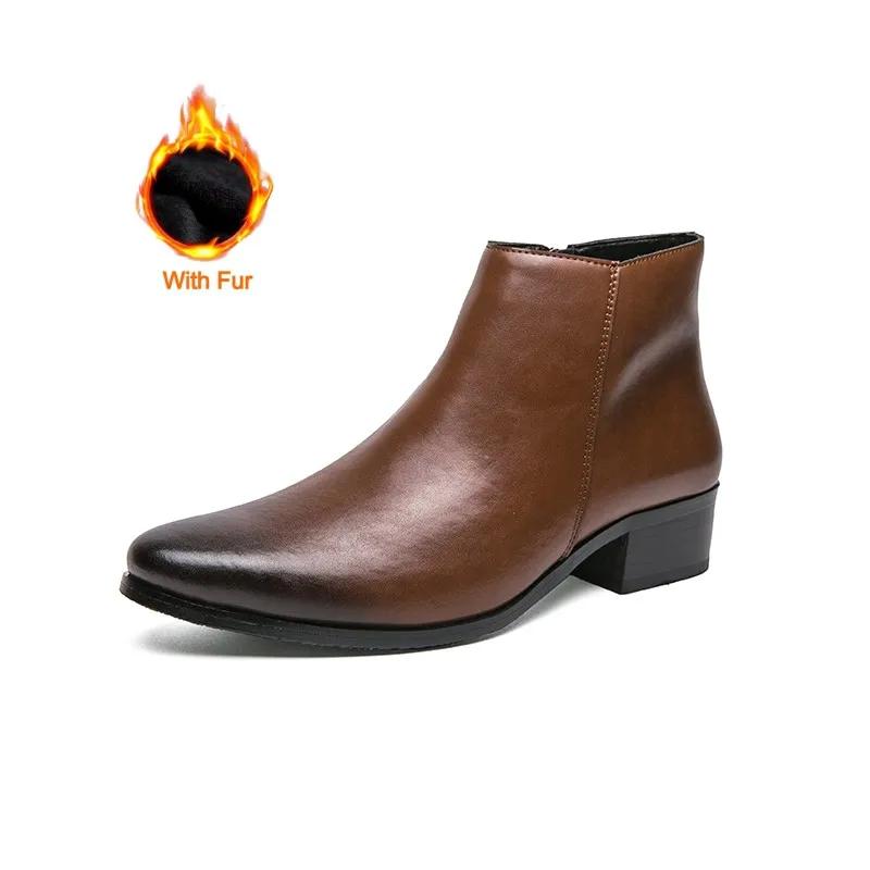 New Italian Men's Dress Boots High Top Designer Luxury Brand Chelsea Boots Work Business Formal Shoes Outdoor Men Ankle Boots