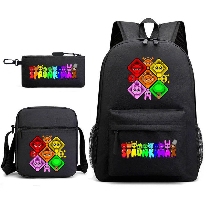 Rhythm box peripheral schoolbag sprunki cartoon starry sky backpack 3-piece set