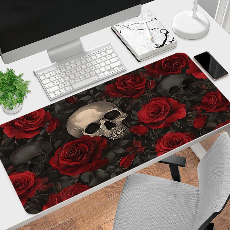1PC Skull Roses Large Durable Mouse Pad Suitable for Office Desks, Gaming Desktops.Non-Slip Back P69