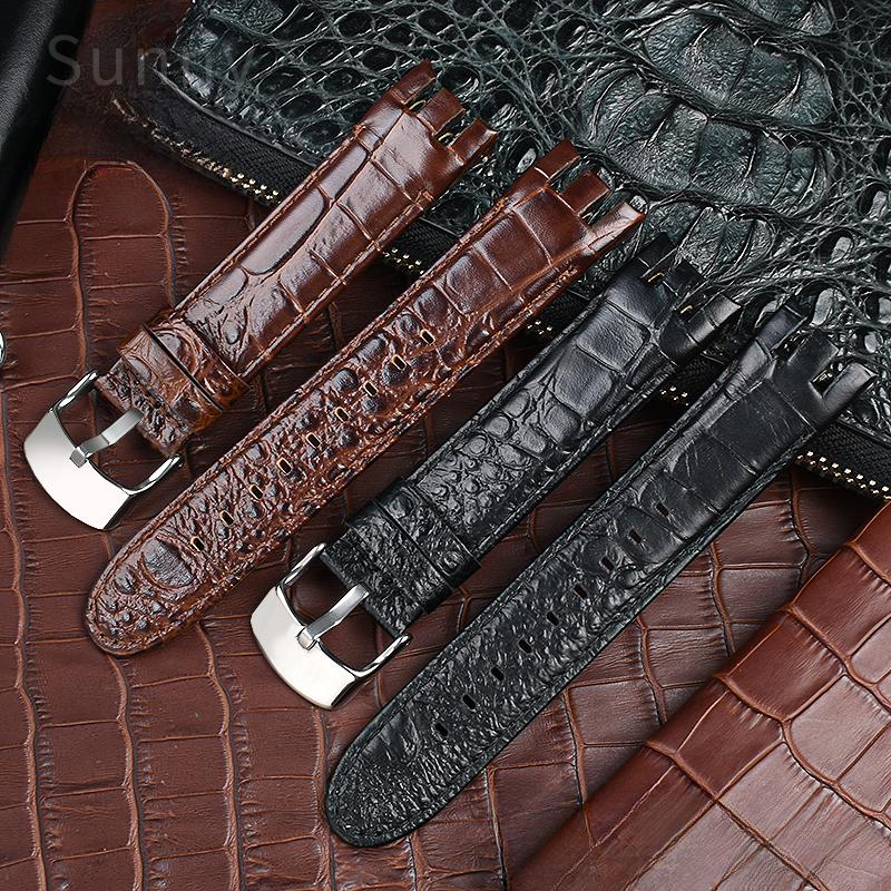 Per Orologi Swatch in Pelle di Vacchetta con Fibbia a Farfalla Accessori Morbidi Confortevoli Uomo 21mm Yrs403 412 402G Cinturini per Orologi con Interfaccia Arcuata