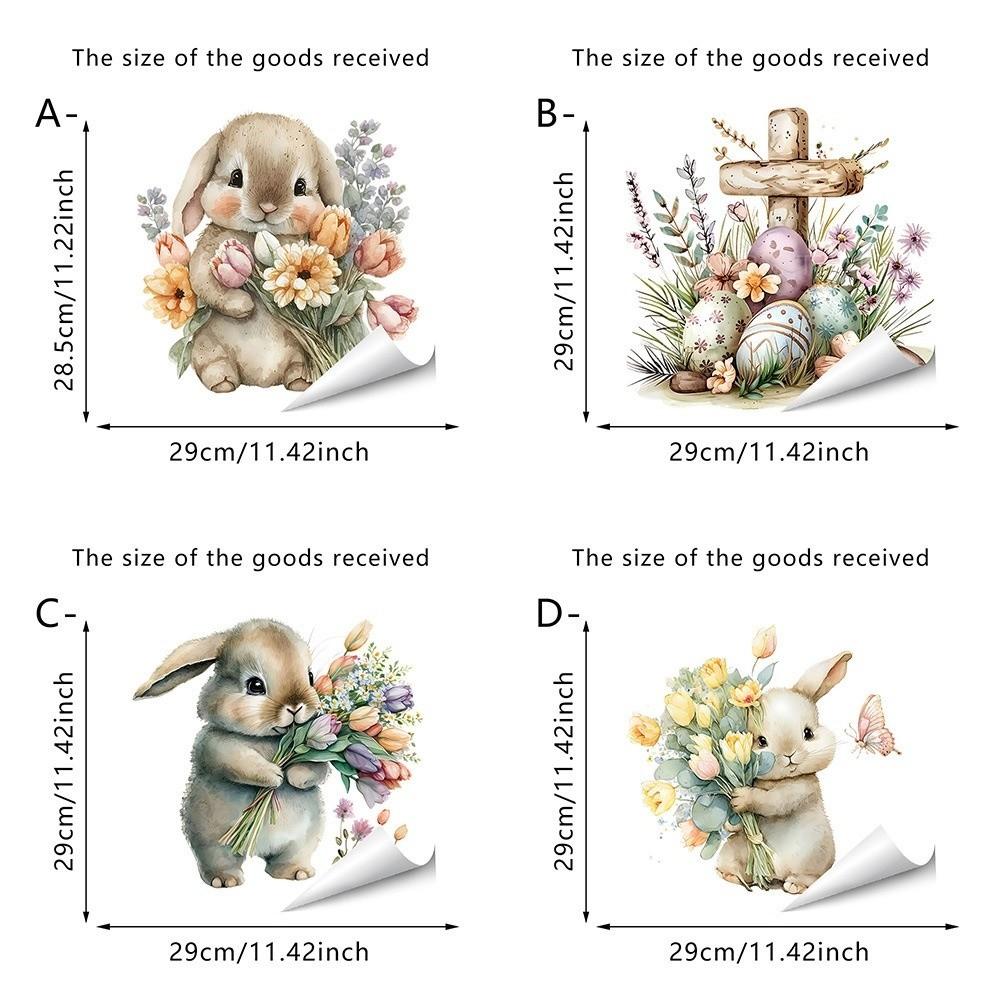 Easter Flower Rabbit Sticker PVC Festival Party Sticker New Wall Stickers  Window Decoration