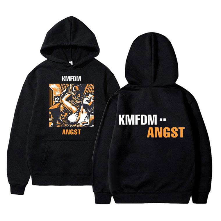Rock Band Kmfdm Angst Double Sided Print Hoodie Men Women Retro Gothic Punk Sweatshirt Male Casual Fleece Cotton Hooded Pullover