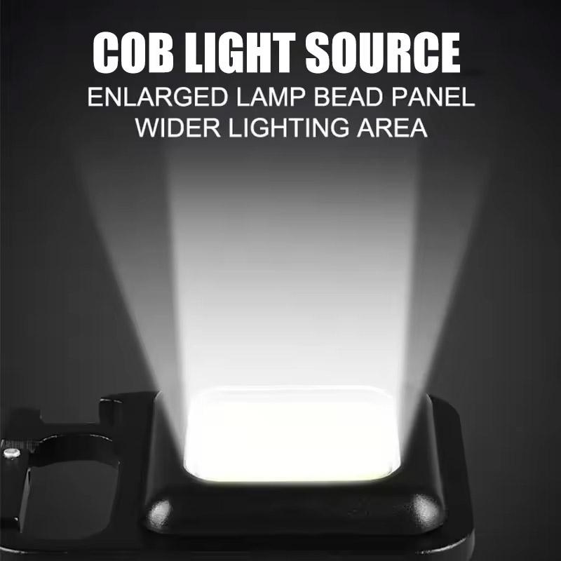 LED Mini Flashlight Super Bright COB LED Keychain Light Outdoor Emergency Camping Pocket Lamp With Tail Magnet Corkscrew