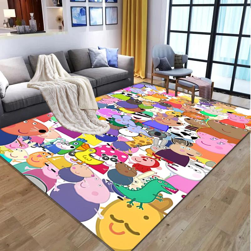 Peppa Pig Pattern Rug, Indoor/Outdoor Mat, for Picnic, Gameroom, Bedroom, Office, Living Room, Home Decor Carpet, Birthday Gift