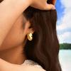 Vintage Oval Irregular Stainless Steel Stud Earrings for Women, Exaggerated Personality Design Gold Plated Earrings Jewelry