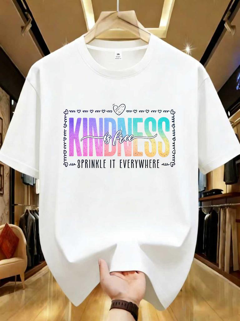 WZM102163English letter printed plus size Unisexs round neck summer casual short sleeved street fashion versatile Tshirt