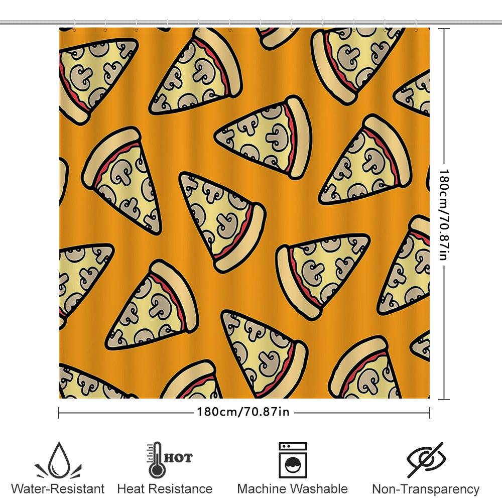 Pizza Shower Curtain Funny Italian Food Lover Gift Home Decor Waterproof Bathroom Set
