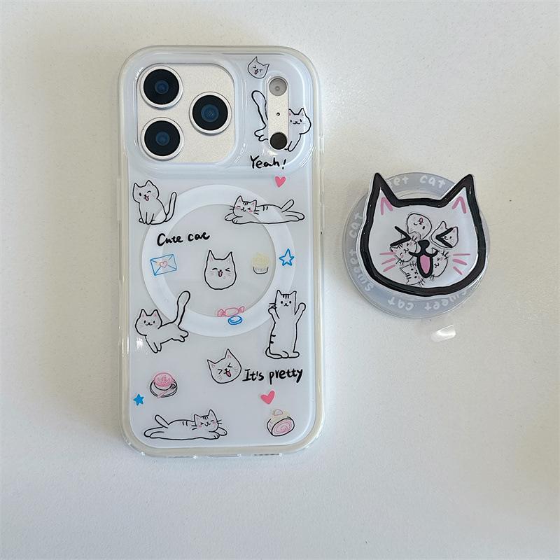 

Graffiti Cat Illustration Magnetic Stand Phone Case for iPhone 17/16 Pro Max/15/14 15