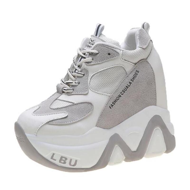 High-Quality Trainers Sneakers Women High Platform Shoes New Breathable Women Height Increasing Shoes 12.5CM Thick Sole Woman